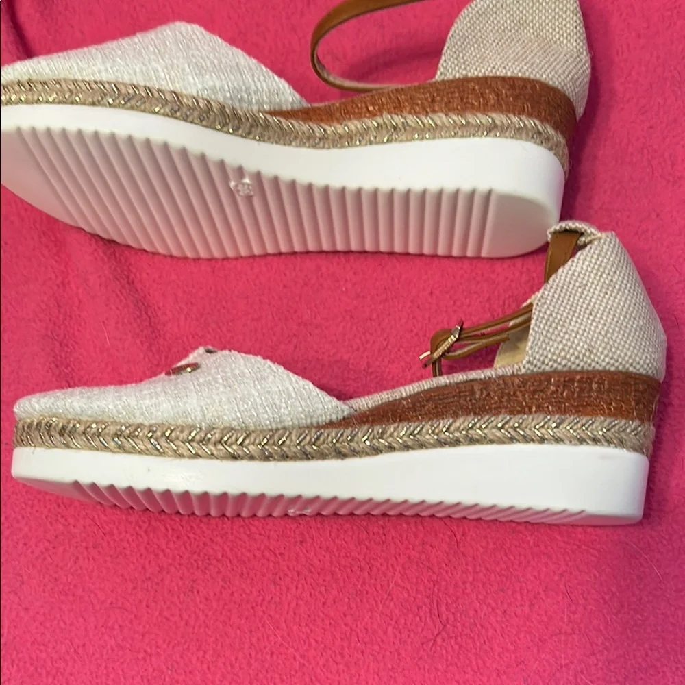 SHEIN Cream Espadrille Ankle Strap Flats